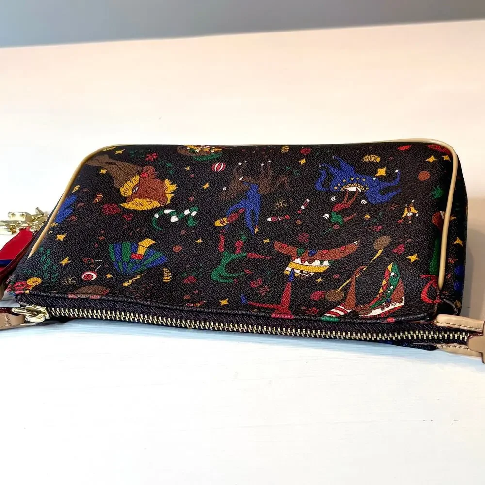 Piero Guidi Magic Circus Crossbody Bag Black Circus Print Cherub Charm Italy